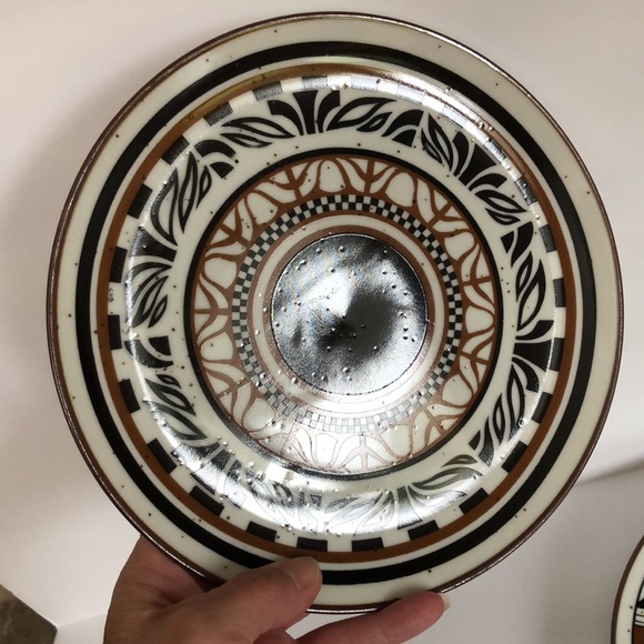 Set Of Two Speckled Southwest Aztec Stoneware Luncheon Plates CVD - Picture 13 of 15